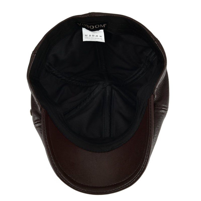 VOBOOM Leather Ivy Newsboy Caps 6 Panel Cabbie Beret Hat (7 1/4, Light Brown) - Image 5